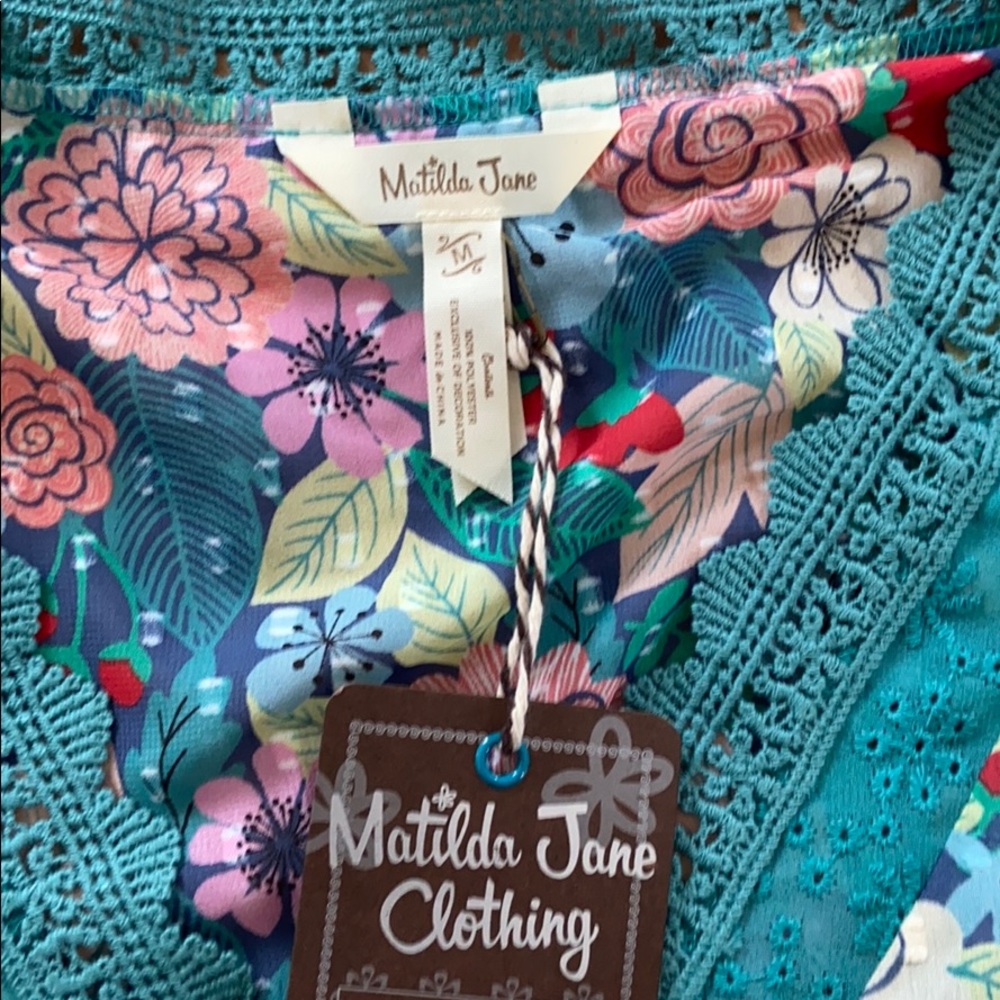 Matilda Jane Teal color floral Woman’s top - Picture 9 of 10